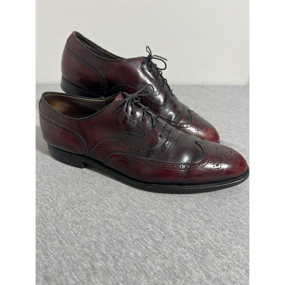 Wingtip Oxford Shoes Mens Burgundy Oxblood Leather Brogue Dress Lace Up